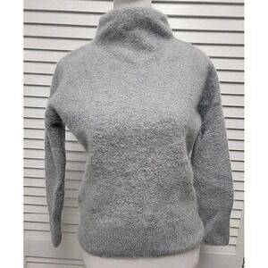 Vince Boiled Plush Cashmere Funnel Neck Pullover Sweater Gray Women's SZ S